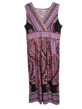 Notations Sleeveless Paisley Maxi Dress in Pink and Black